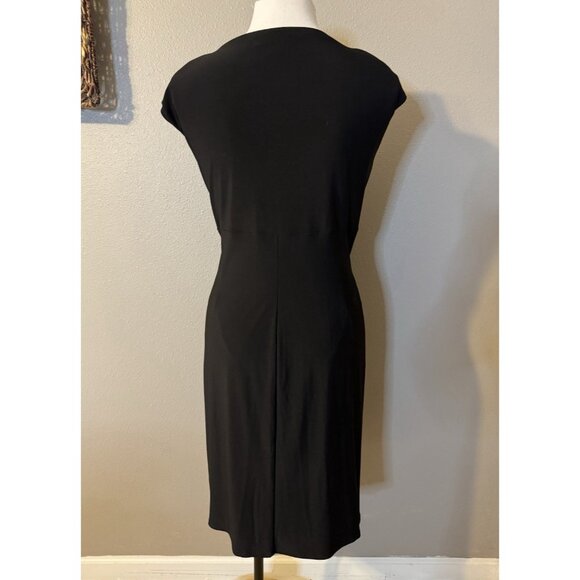 Ralph Lauren Dress Black 16 V Neck Stretch Washable Career Church Cap Sleeve - Picture 5 of 12